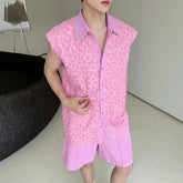 Men's Textured Beaded Neck Short Set